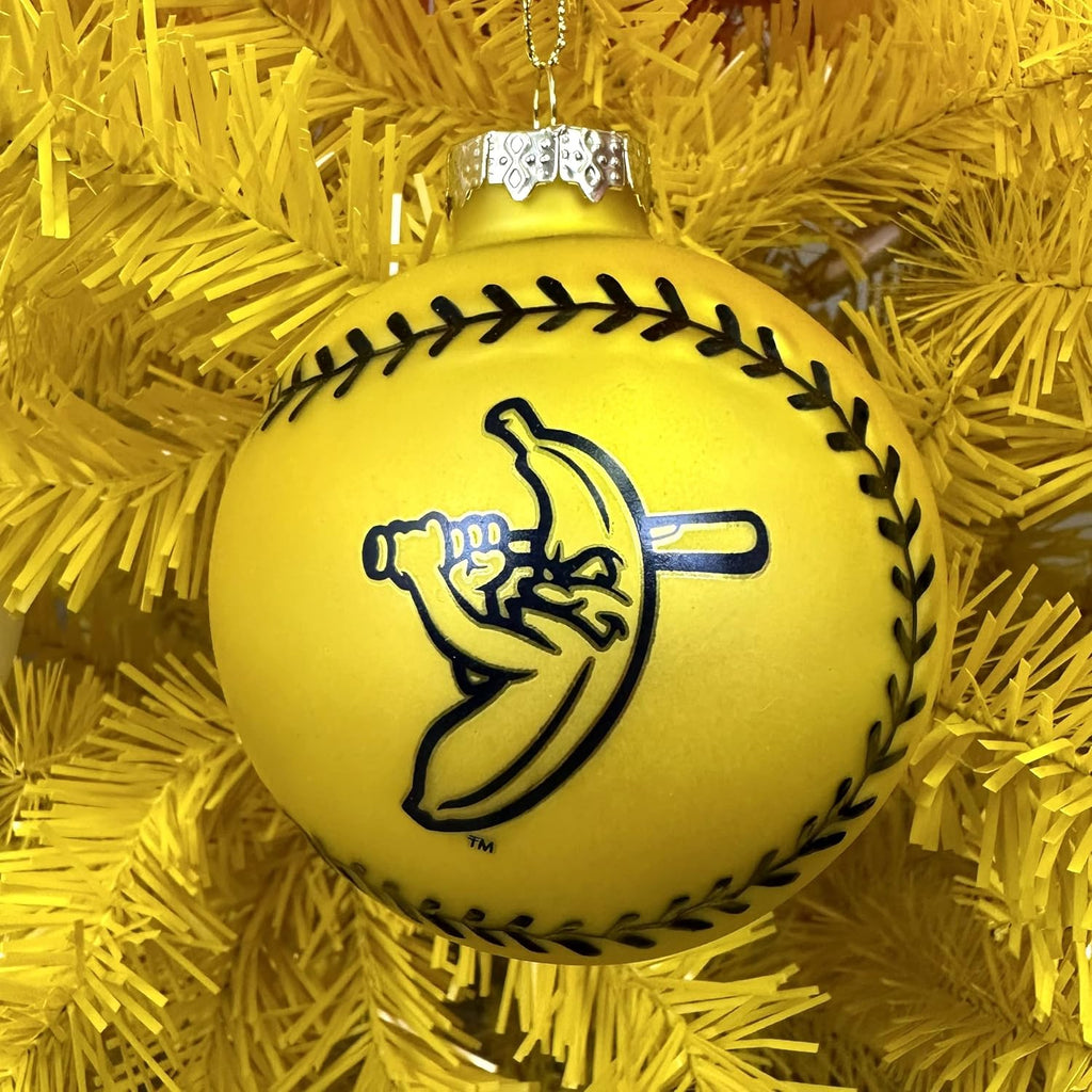 Tree Buddees x Savannah Bananas Yellow Baseball Shaped Glass Official Banana Ball Ornament - Limited Collectors Edition (Banana Ball) Discontinued in 2025