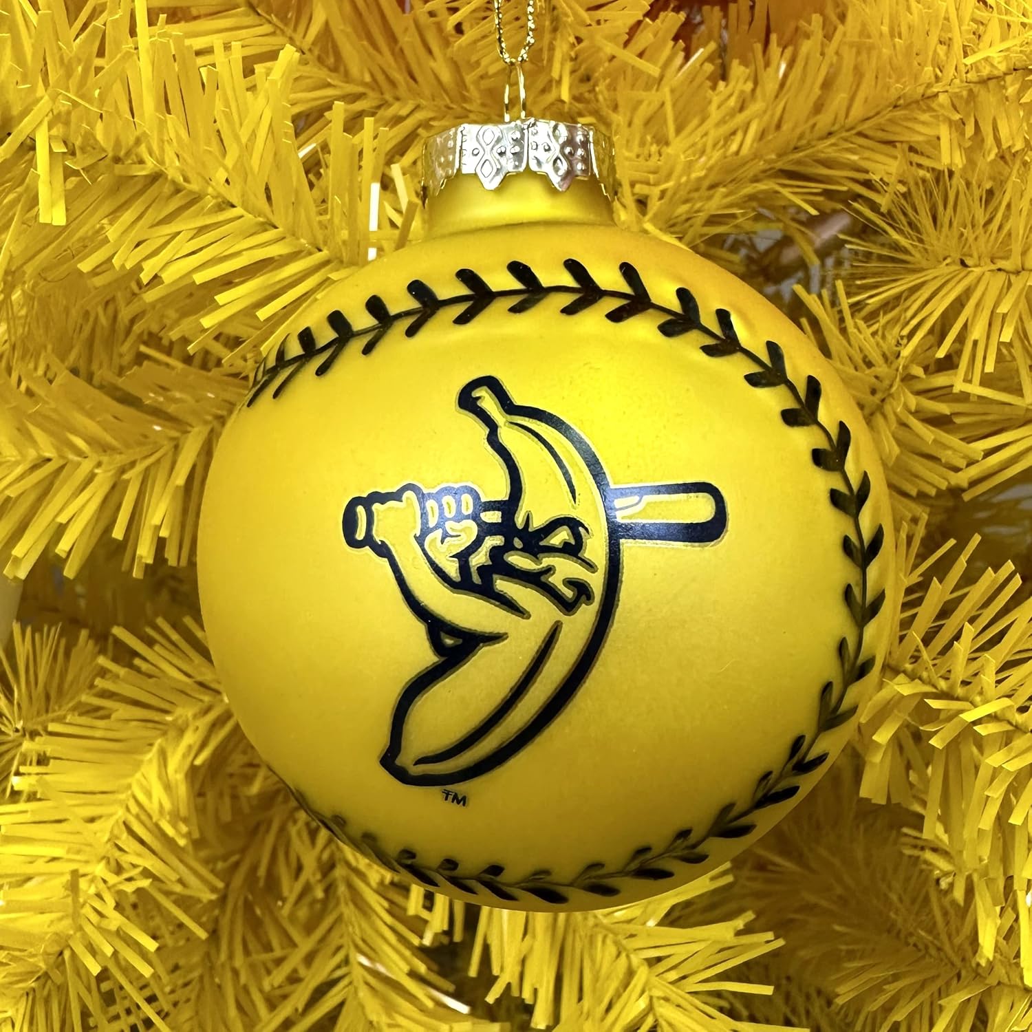 Tree Buddees x Savannah Bananas Yellow Baseball Shaped Glass Official Banana Ball Ornament - Limited Collectors Edition (Banana Ball) Discontinued in 2025