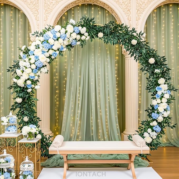 Wedding Arch Draping Fabric 29" x 19Ft Sheer Drapes for Backdrop Wedding Ceremony Reception Ceiling Decor Curtain Baby Bridal Shower Decoration (Sage Green, 2 Panels)