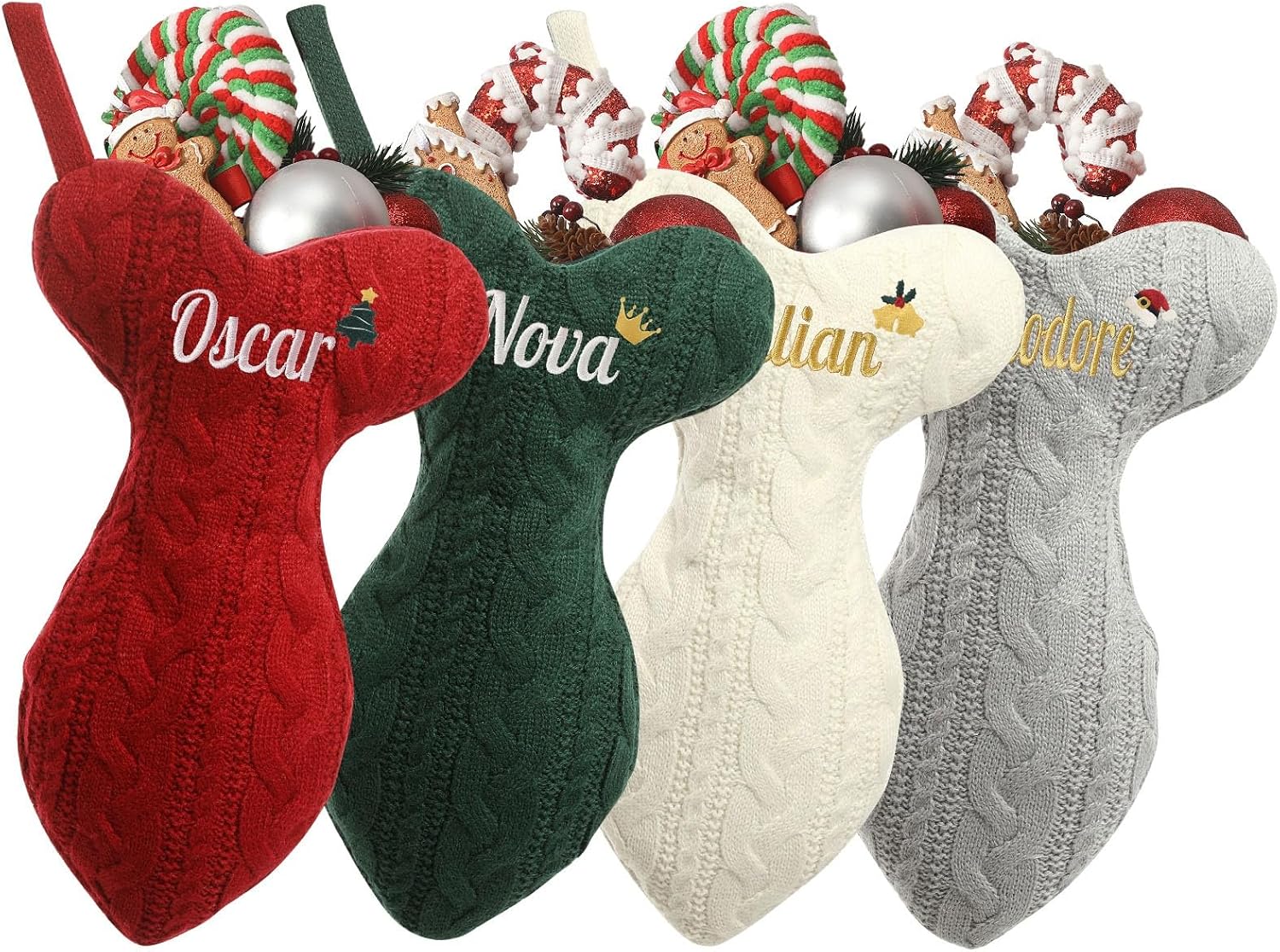 Personalized Cat Christmas Stockings, Large Custom Embroidered Name Stocking for Dog Cat, Fish Shape Xmas Stockings, Christmas Decorations Fireplace Hanging Stockings Family Holiday Stockings(1 Pack)