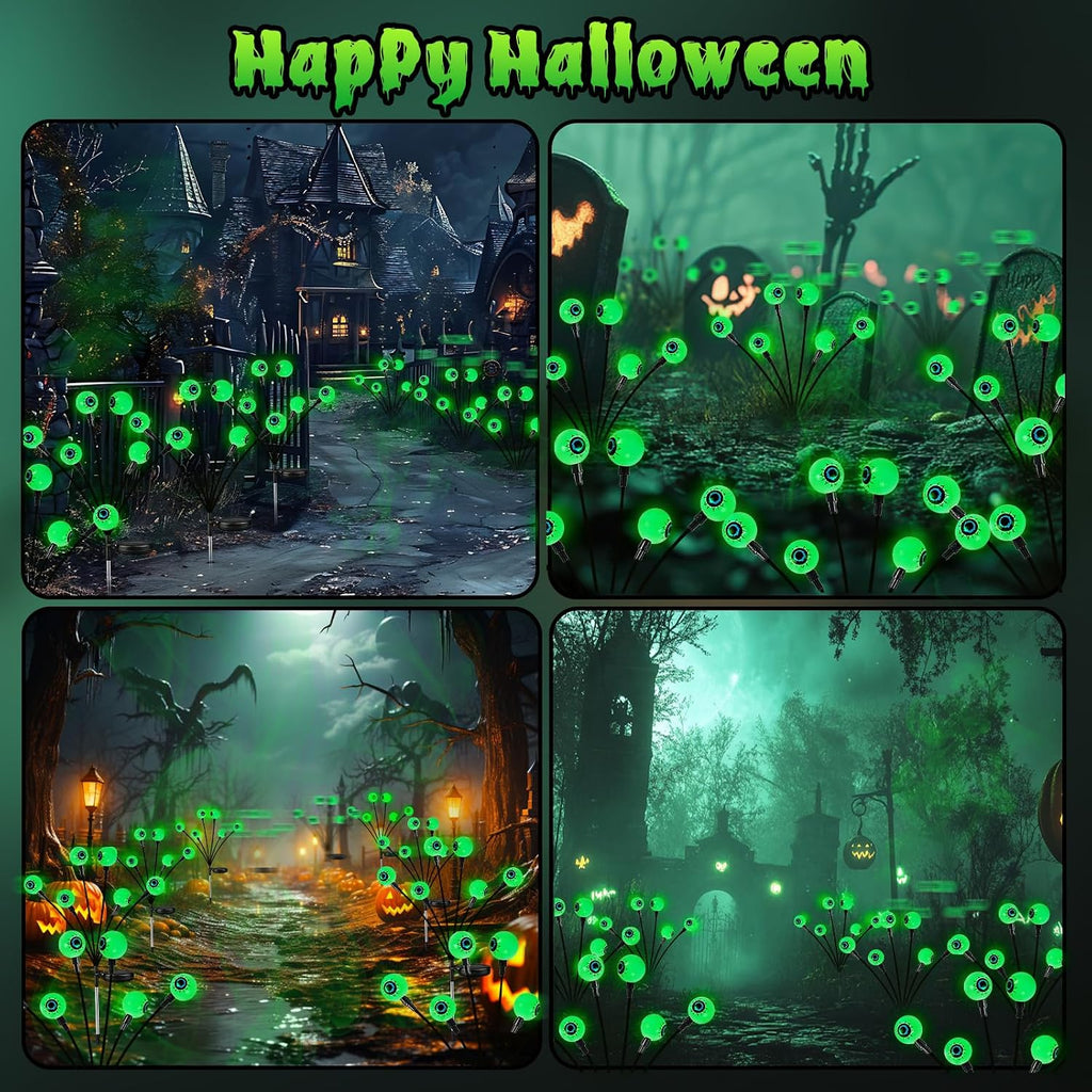 halloween decorations outdoor 36 led green solar eyeball on a desk or shelf
