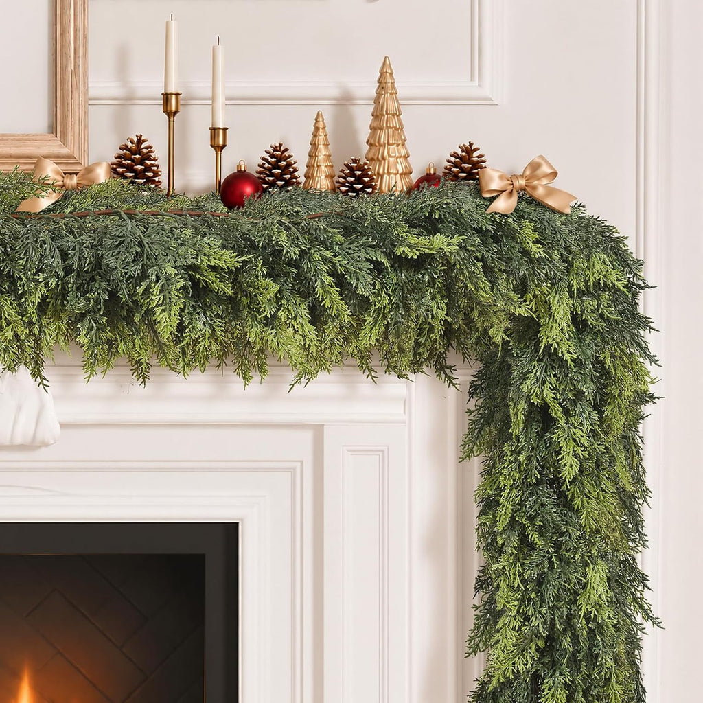 9ft christmas artificial cedar garland for mante, main product view
