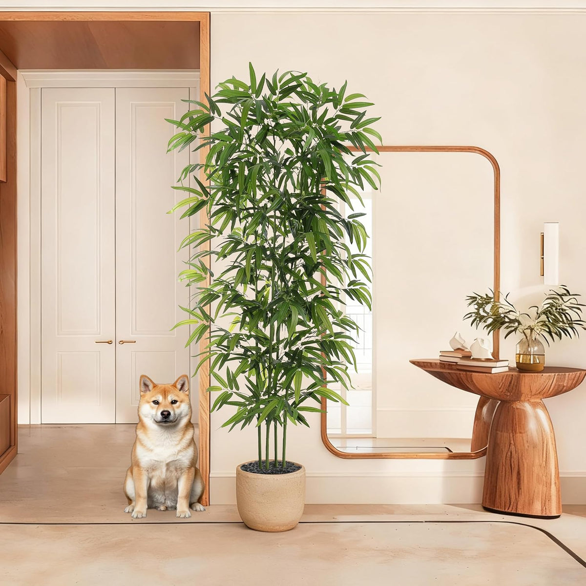 artificial bamboo tree: 6ft fake bamboo plant faux on a desk or shelf