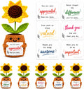Handmade Positive Sunflower Crochet with Cards - Appreciation Gift for Coworkers, Teachers, Nurses and Friends - Desk Decor