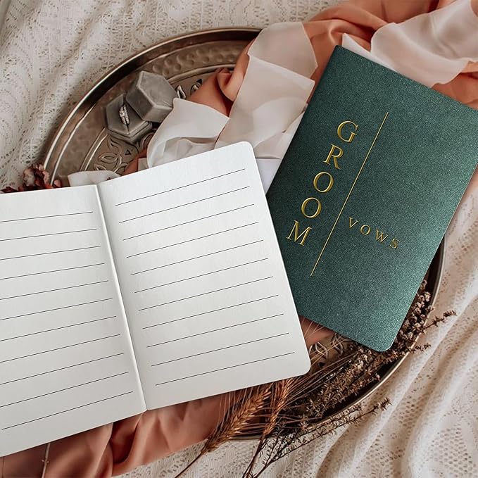 Vow Books His and Hers Wedding Vow Books Bride and Groom with Soft Touch Gold Foil Engraving Wedding Essentials(TR-GB-Sage)