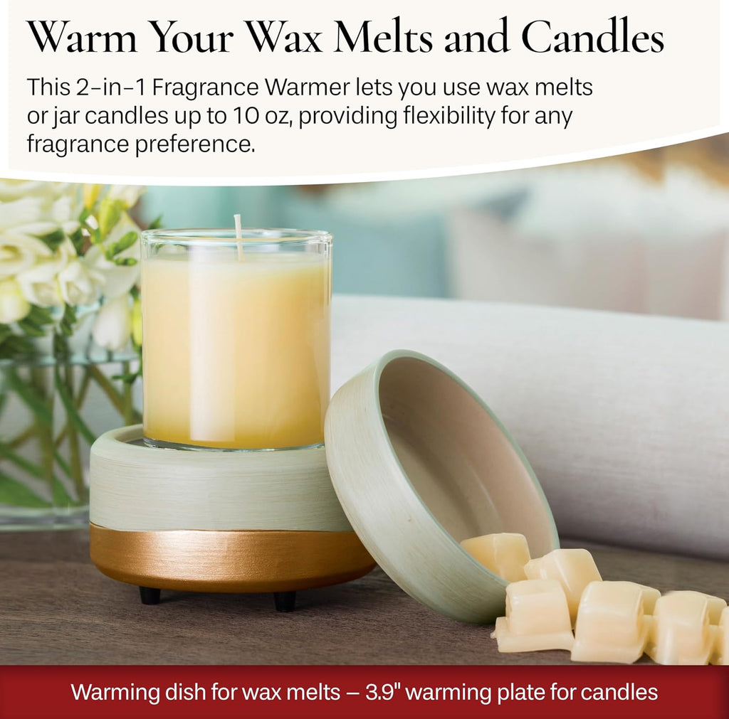 CANDLE WARMERS ETC 2-in-1 Candle and Fragrance Warmer for Warming Scented Candles or Wax Melts and Tarts with to Freshen Room, Midas