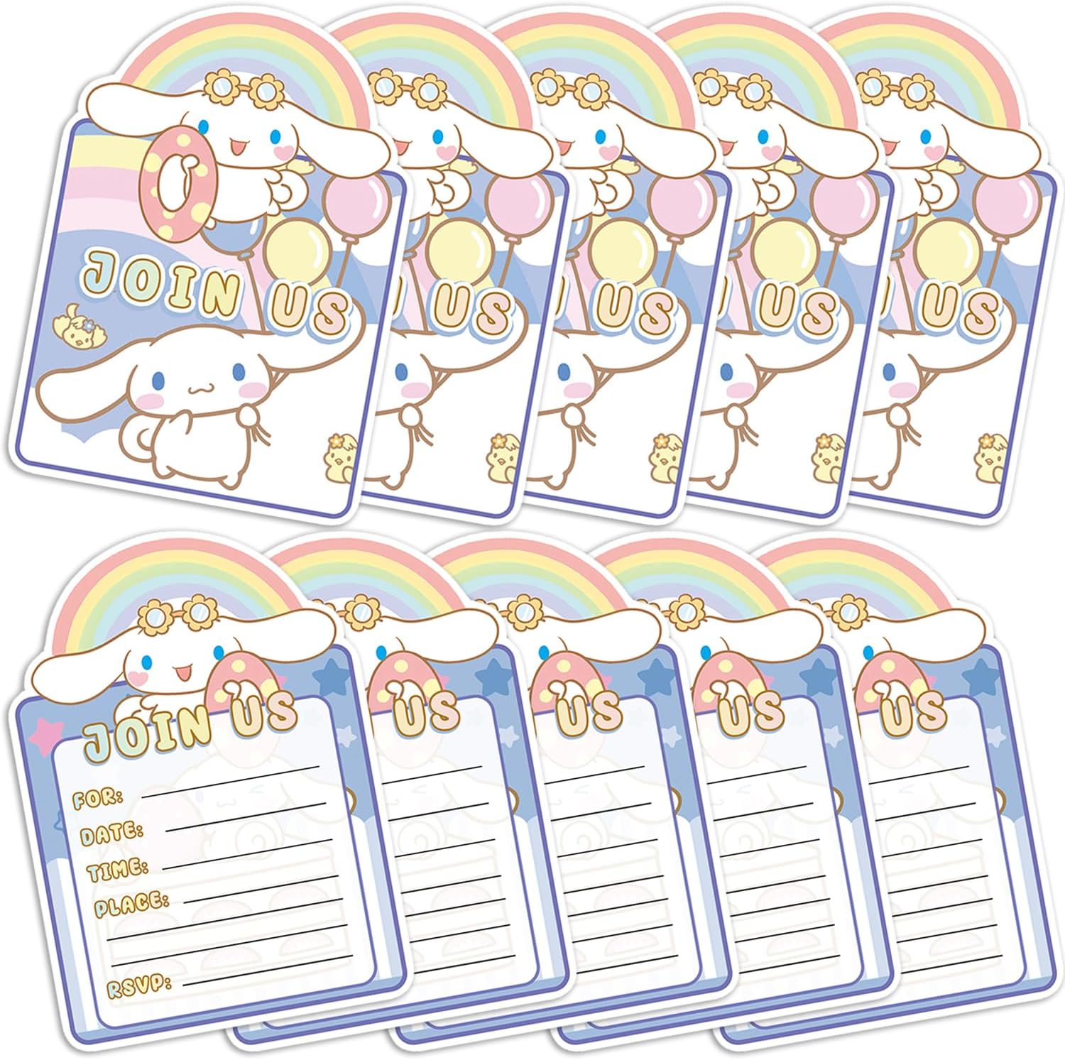 20pcs Cinna-morolls Birthday Invitation Cards 20Packs Invitation Cards for Kids Cinna-morolls Birthday Party