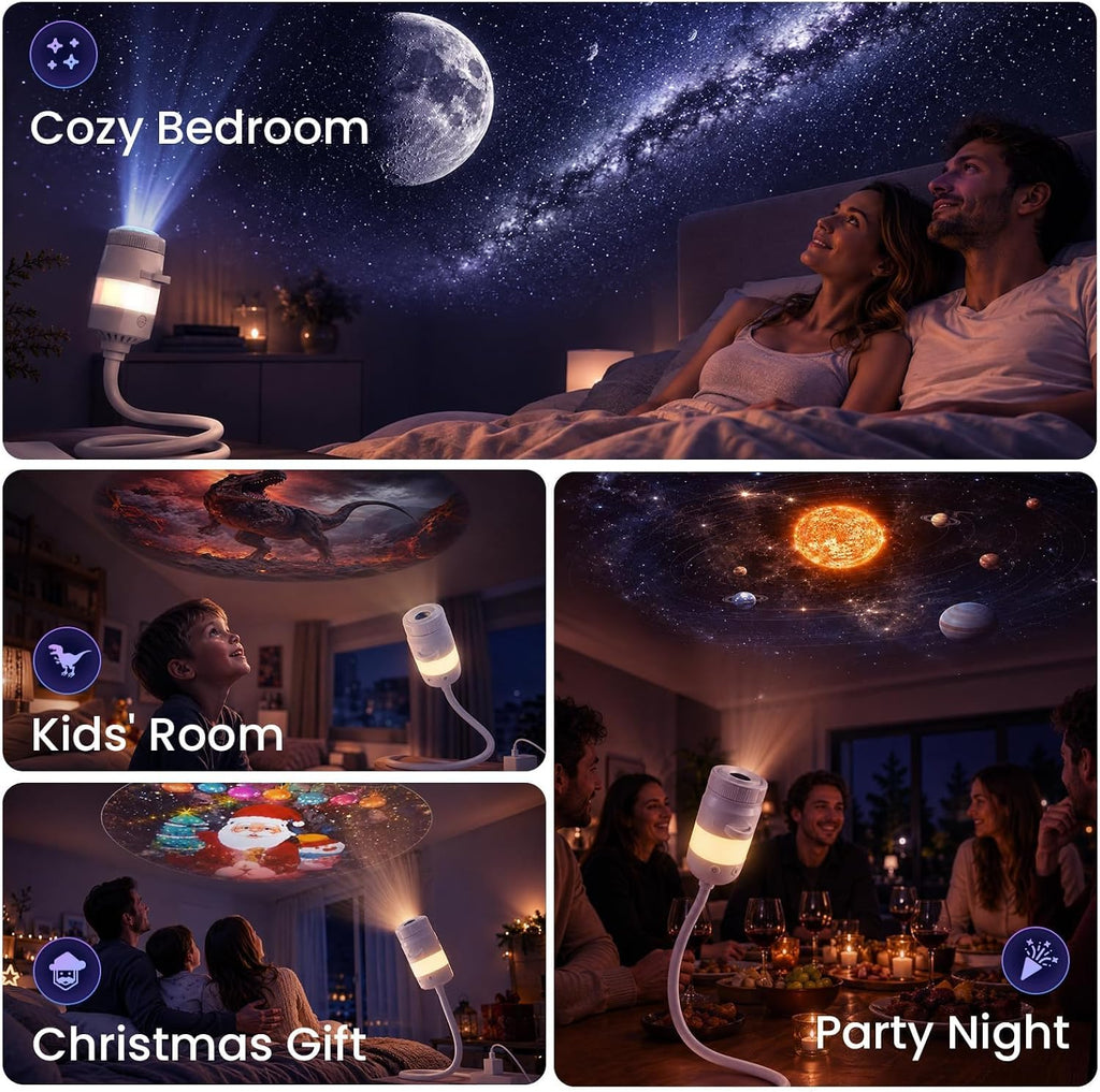 upgrade 2 in 1 galaxy projector night light, front angle view