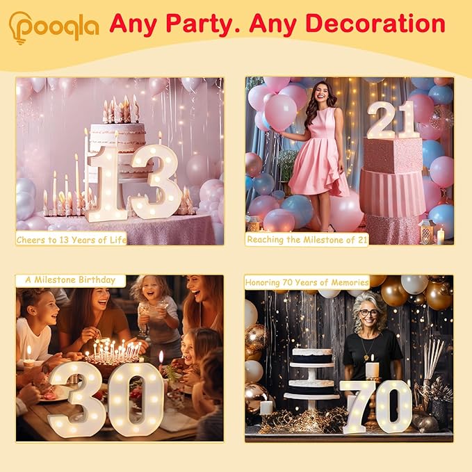 Pooqla 25th Birthday Decorations for Her Him, Light Up Number 25 for Party Table Decorations, 25th Birthday Gift for Women Men, Backdrop Wall Decor for 25th Wedding Anniversary Decoration