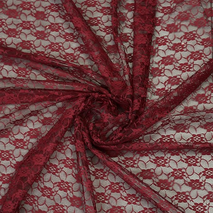 MDS Pack of 25 Wedding 12 x 108 inches Lace Table Runner for Wedding, Decorations for Birthday Parties, Banquets, Graduations, Engagements, and Runners fit Rectangle, Round Table- Maroon