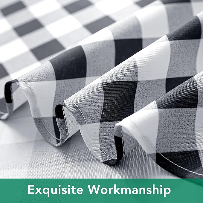 Biscaynebay Fabric Square Tablecloths 60x60 Inch, Black/Grey Scottish Plaid Table Cloth Small Card Folding Table Covers Water Resistant for Dining, Kitchen, Wedding and Parties, etc Machine Washable