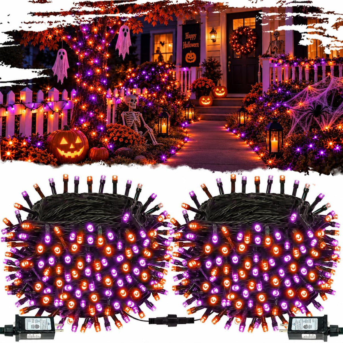 ozs connectable 2-pack 164ft 400led halloween string lights, main product view