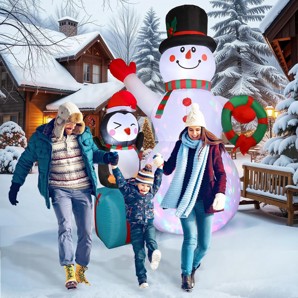 7ft christmas snowman inflatables decoration with led lights on a desk or shelf