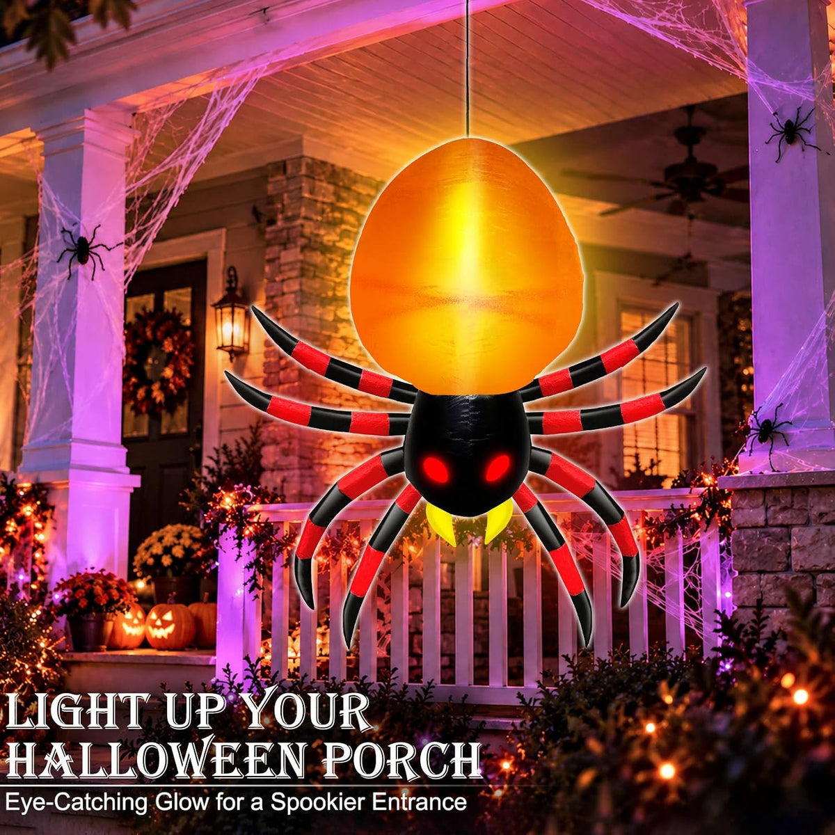 3.5 Ft Inflatable Halloween Window Decoration, Blow Up Spider Climbing on Win...