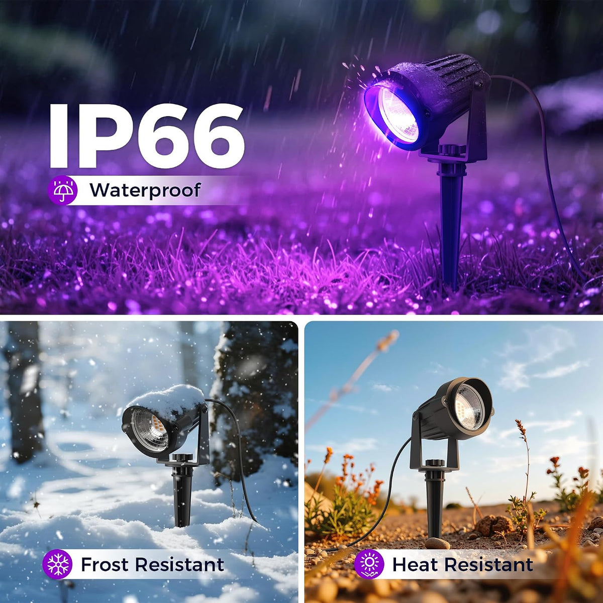 L LOHAS LED Halloween Purple Outdoor Lights Dusk to Dawn Spotlight Plug in