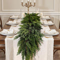 12FT Artificial Christmas Garland, Real Touch Greenery Cypress Pine Garland for Mantle Table Railing Fireplace Indoor & Outdoor Christmas Decoration