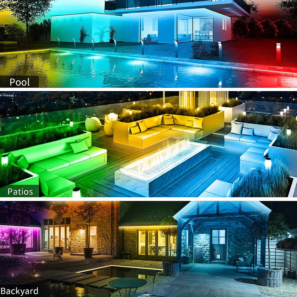 KSIPZE 50ft Outdoor led Strip Lights Waterproof IP68, RGB Outdoor led Lights with Button & Bluetooth App Control, Music Sync, Timer, Exterior Led Rope Lights for Decor Balcony, Roof, Garden, Pool