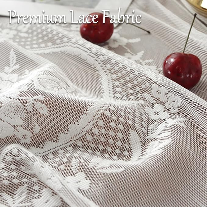 Jeloris Round Lace Tablecloth with Elegant Scalloped Bottom for Any Special Event Such as Wedding, Birthday Party, Baby Shower, Anniversary (48 inch, Style 6)