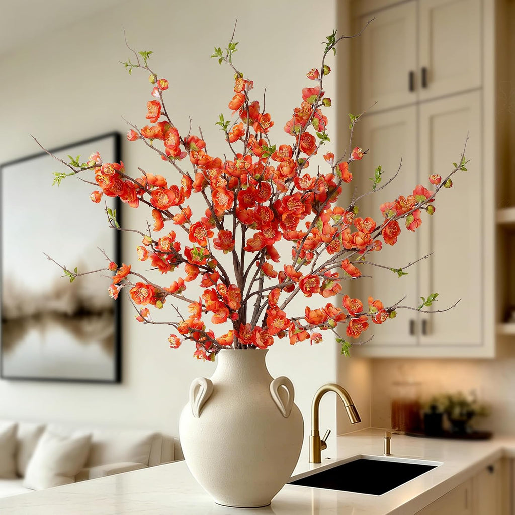 cherry blossom branches artificial plum blossom fake flowers, front angle view