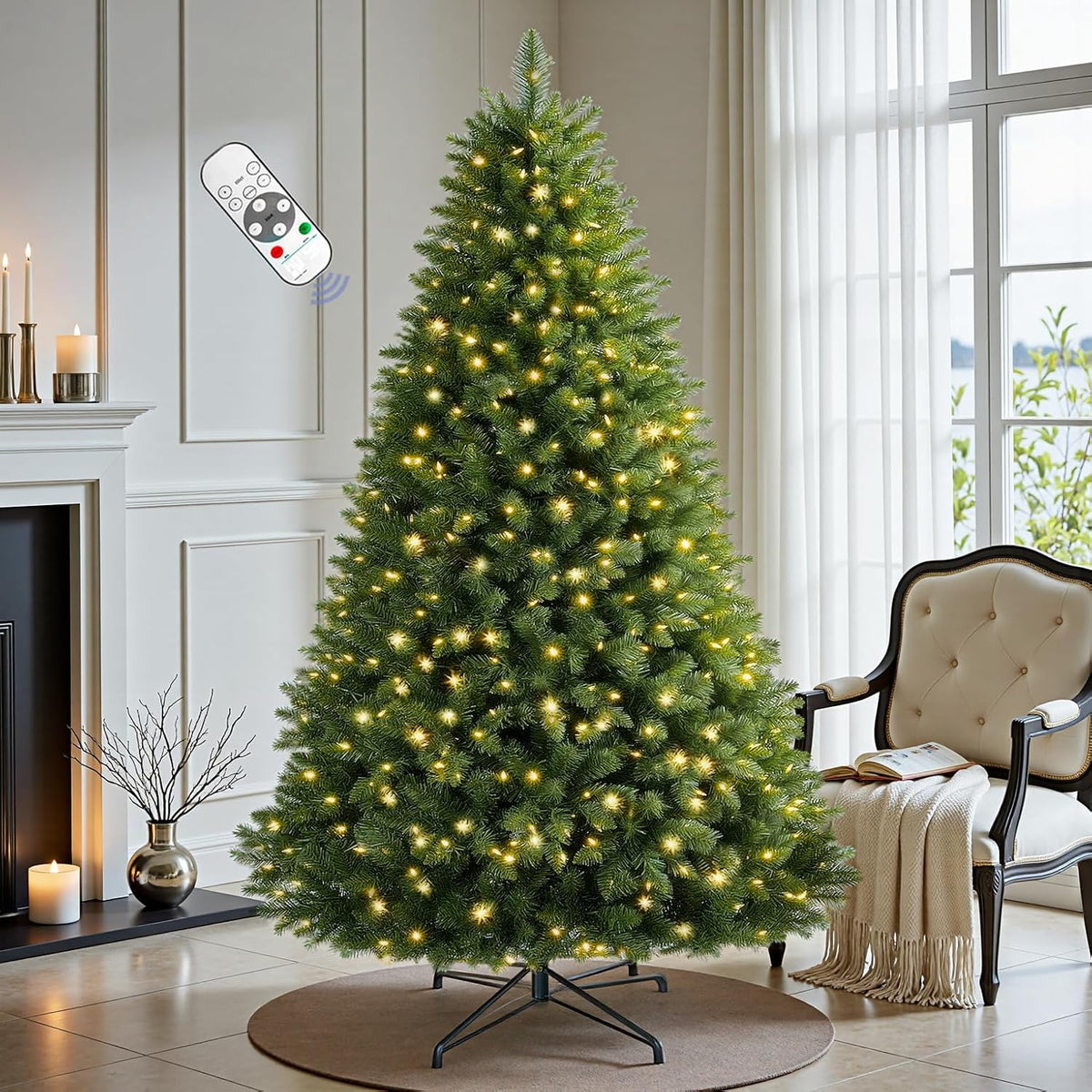 6 ft pre-lit christmas tree spruce with remote, main product view