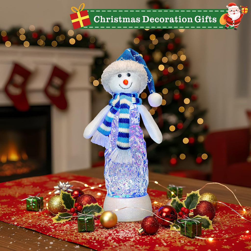 Christmas Snowman Decoration Snow Globe Lantern Indoor Decor Snowman Christmas with Music,6H Timer,USB Lined/Battery Operated Lighted Lantern for Festival Decoration Gifts