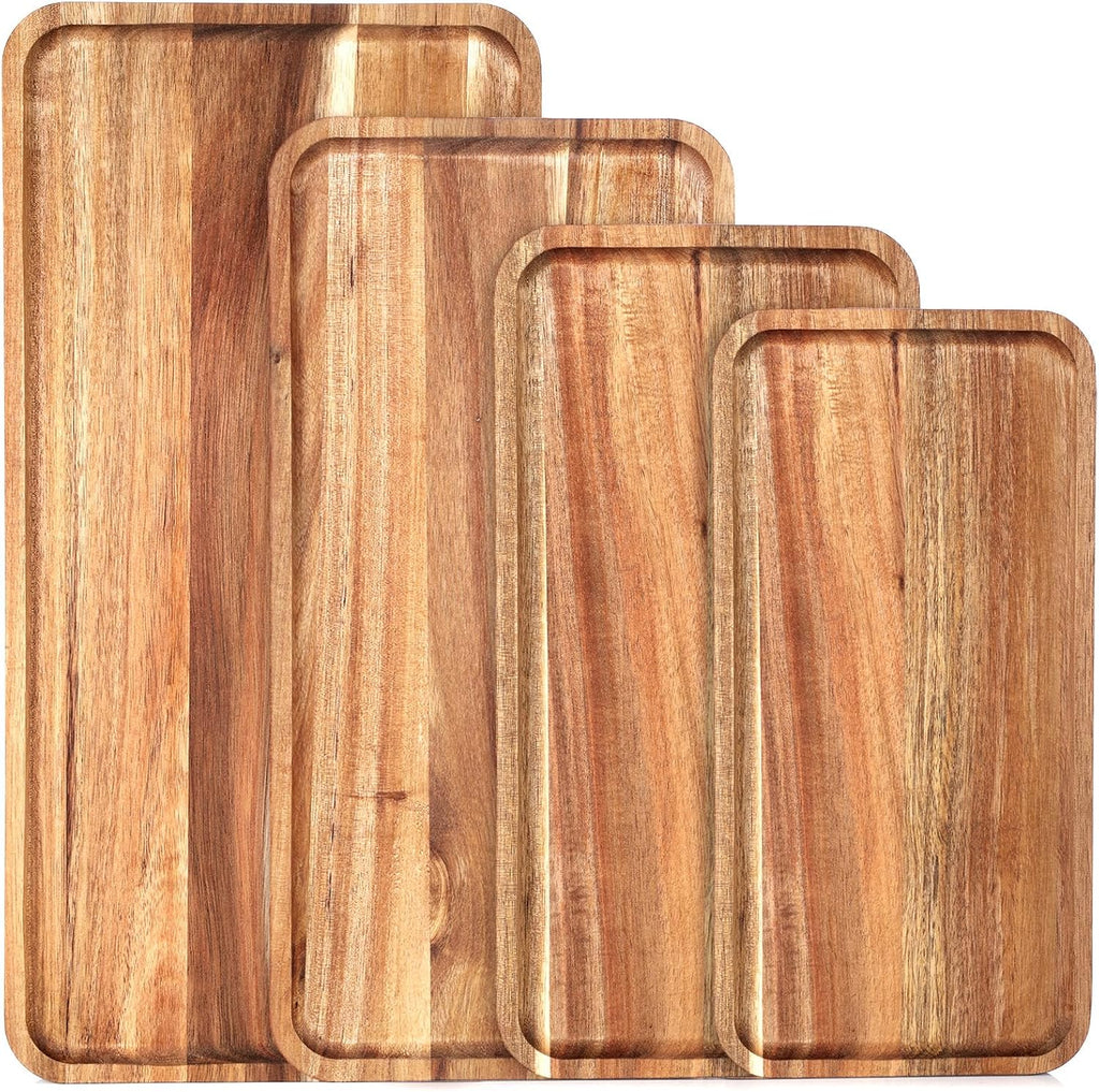 leinuosen 4 set acacia wooden serving platter, 10x5/12x6/14x7/16x8, main product view