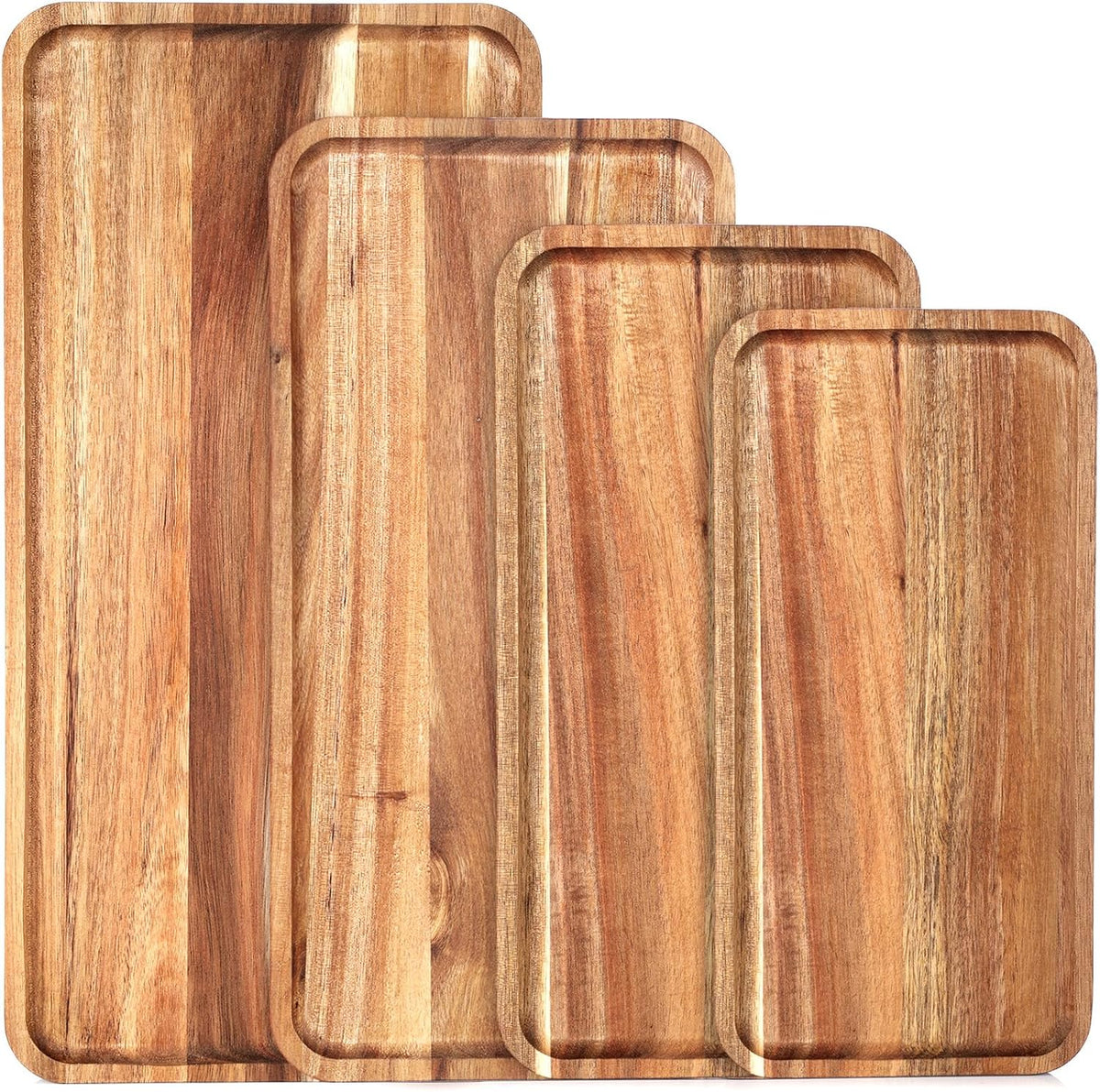 leinuosen 4 set acacia wooden serving platter, 10x5/12x6/14x7/16x8, main product view