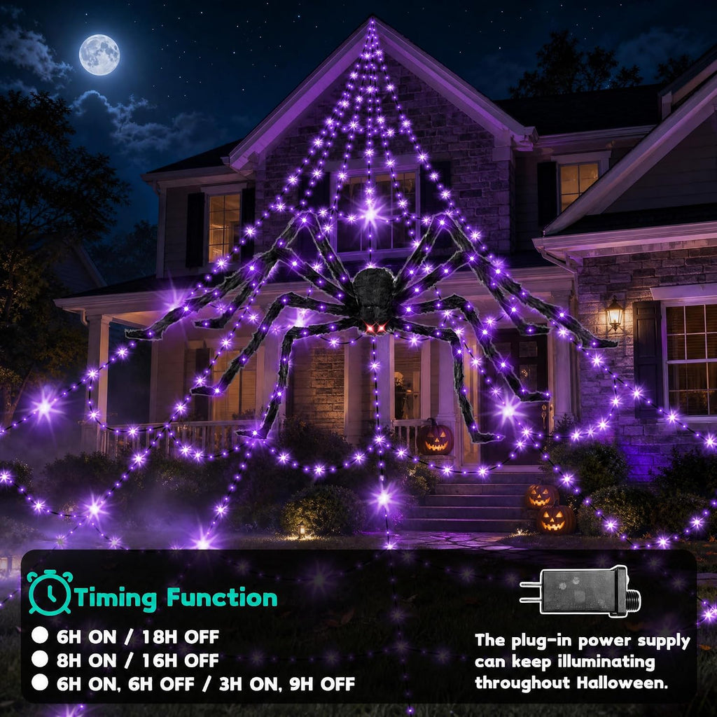 halloween decorations outdoor spider web lights - 550, side view