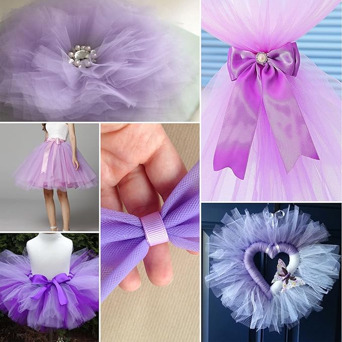 Lavender Tulle Fabric Rolls 54 Inch by 40 Yards Tulle Bolt Spool for Wedding Decorations DIY Tutu Baby Shower Table Skirt Ceiling Decor Birthday Party Craft Supplies