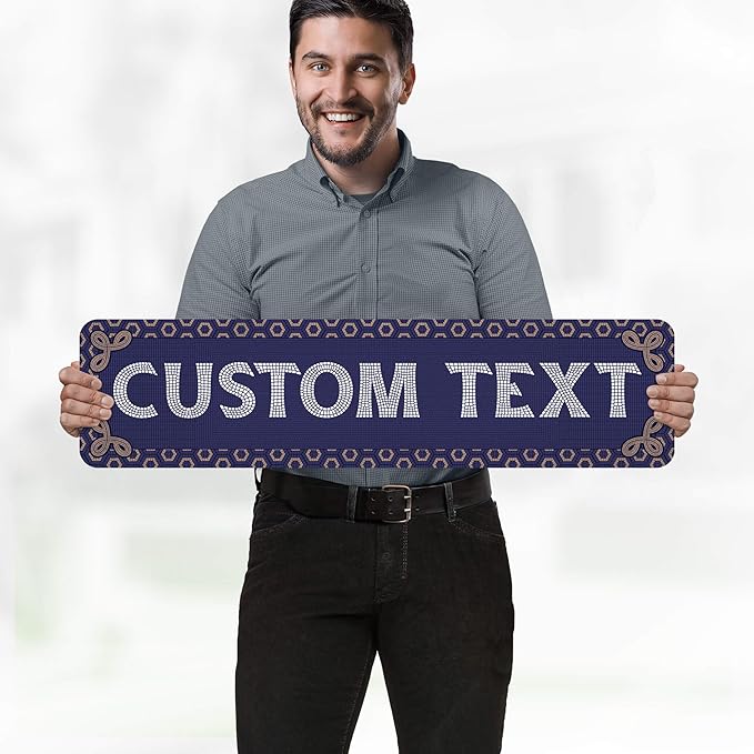 Custom Sign, Custom Street Sign, 11 Font Colors, 13 Font Styles, 4 Hole Options, 22 Sizes, 8x32 Inches, Rust Free DiBound, Fade Resistant, Made in USA by My Sign Center (Fauxsaic 1)