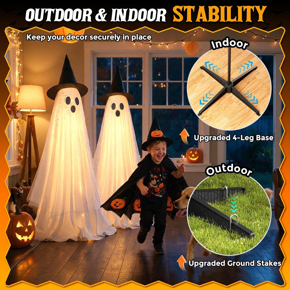 2 Packs 5.5 FT Light Up Ghosts Halloween Decorations Outdoor, Halloween Party...