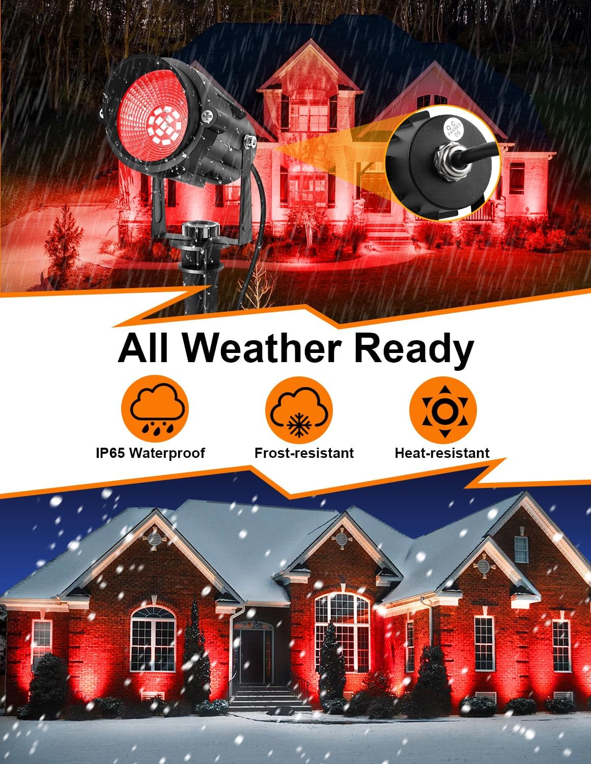 Halloween Red Landscape Lights Outdoor, 14 LED Landscape Lighting with US Plu...