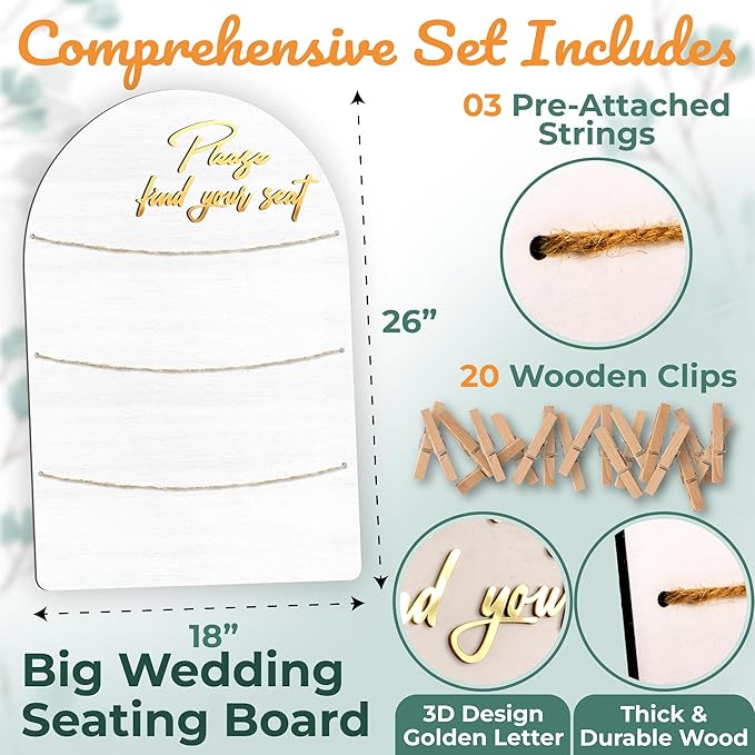 Wedding Seating Chart Board Display for Wedding Reception - Rustic Seating Chart for Reception Display, Find Your Seat Sign Wood Board Decor Ideas