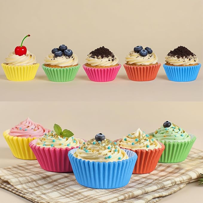 2 inch 1000-Count Mini Cupcake Liners Bright Colorful Muffin Baking Cups, Odorless,Baking Paper Cups for Baking Candy Cooking，Upgraded & Food Grade Grease-Proof Paper(Rainbow, 2 Inch)
