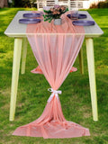 MDS 15 Pack 10ft Chiffon Table Runner 29 x 120 Inches Sheer Wedding Runner Romantic Rustic Table Runner for Wedding Decorations, Birthday Parties, Bridal Shower Party Arch Decor - Peach
