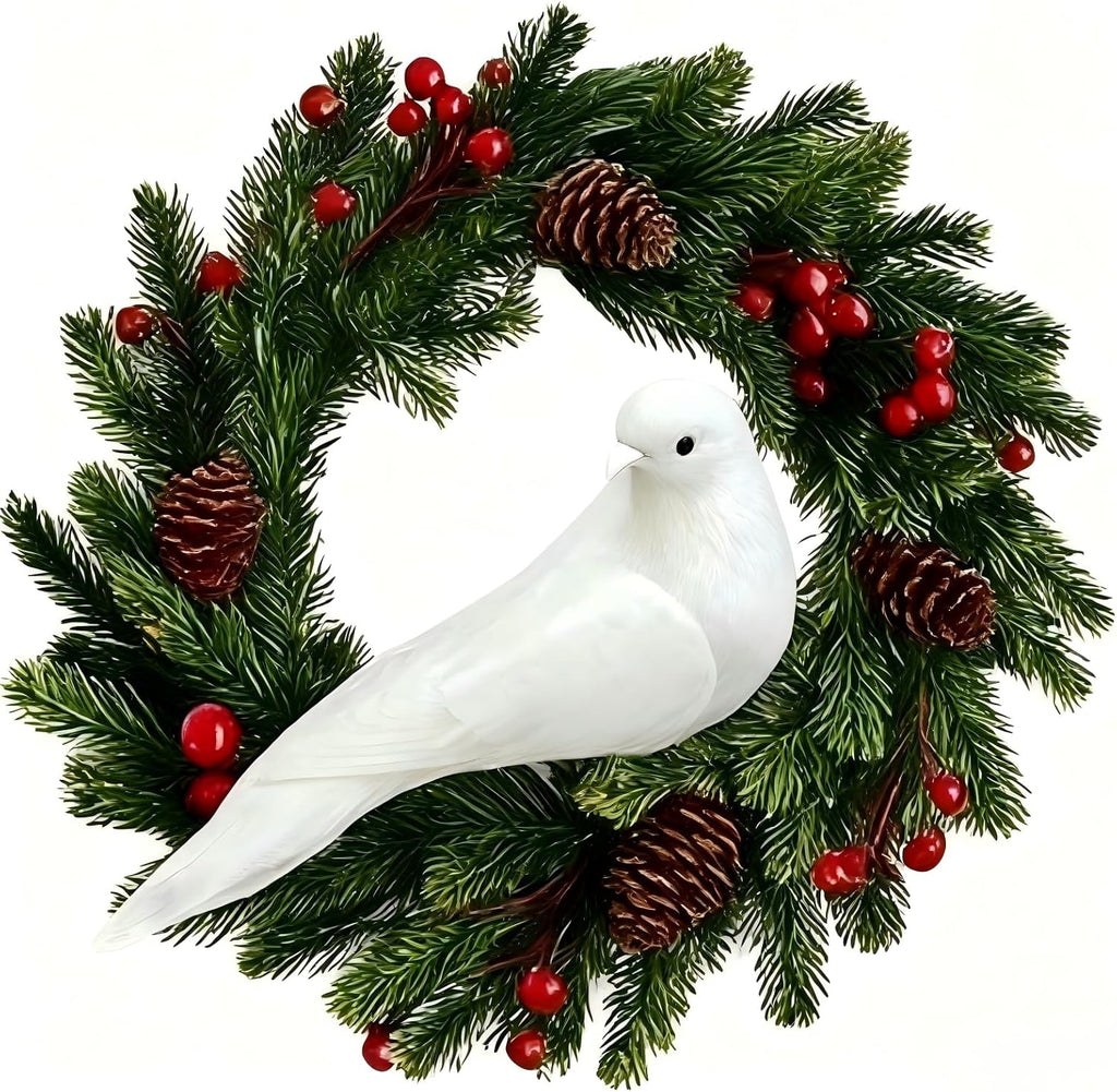 Threan 12 Pcs 5.11 Inch Artificial White Bird Bulk Small Feathered Doves Decor with Clips Love Fake Birds Craft White Ornaments Christmas Tree Home Garden Wedding Party DIY Decoration Wedding Party