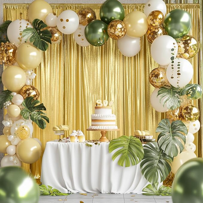 40x10 ft Wrinkle Free Gold Sequin Backdrop Curtain for Parties,Thick Not Fall Glitter Wedding Backdrop Drapes,8 Panels 5x10ft Shimmer Photo Wall Back Drop Cloth for Graduation Photography Background