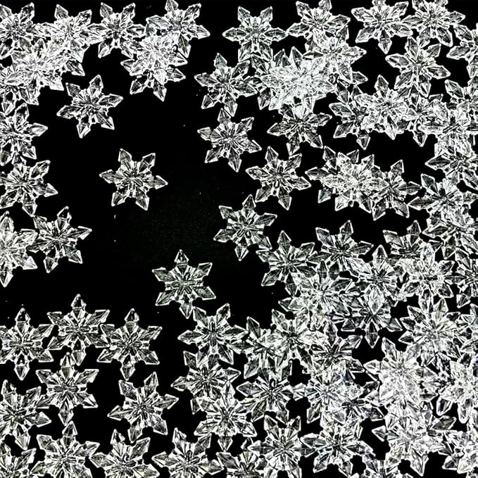 HappyFiller Sensory Bin Filler Gems 114 PCS Clear Mini Acrylic Snowflake No Holes Crystal Centerpieces for Vase Fillers,Home Decorations,Winter Table Scatters,Crafts,10 OZ