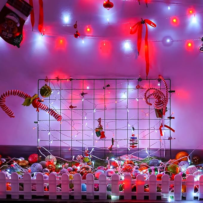 YEGUO 165ft 500 LED Red and White Christmas Lights Outdoor Waterproof, Clear Wire String Lights Indoor Plug in, 8 Modes Clear Wire Twinkle Tree Light for Xmas Party Garden