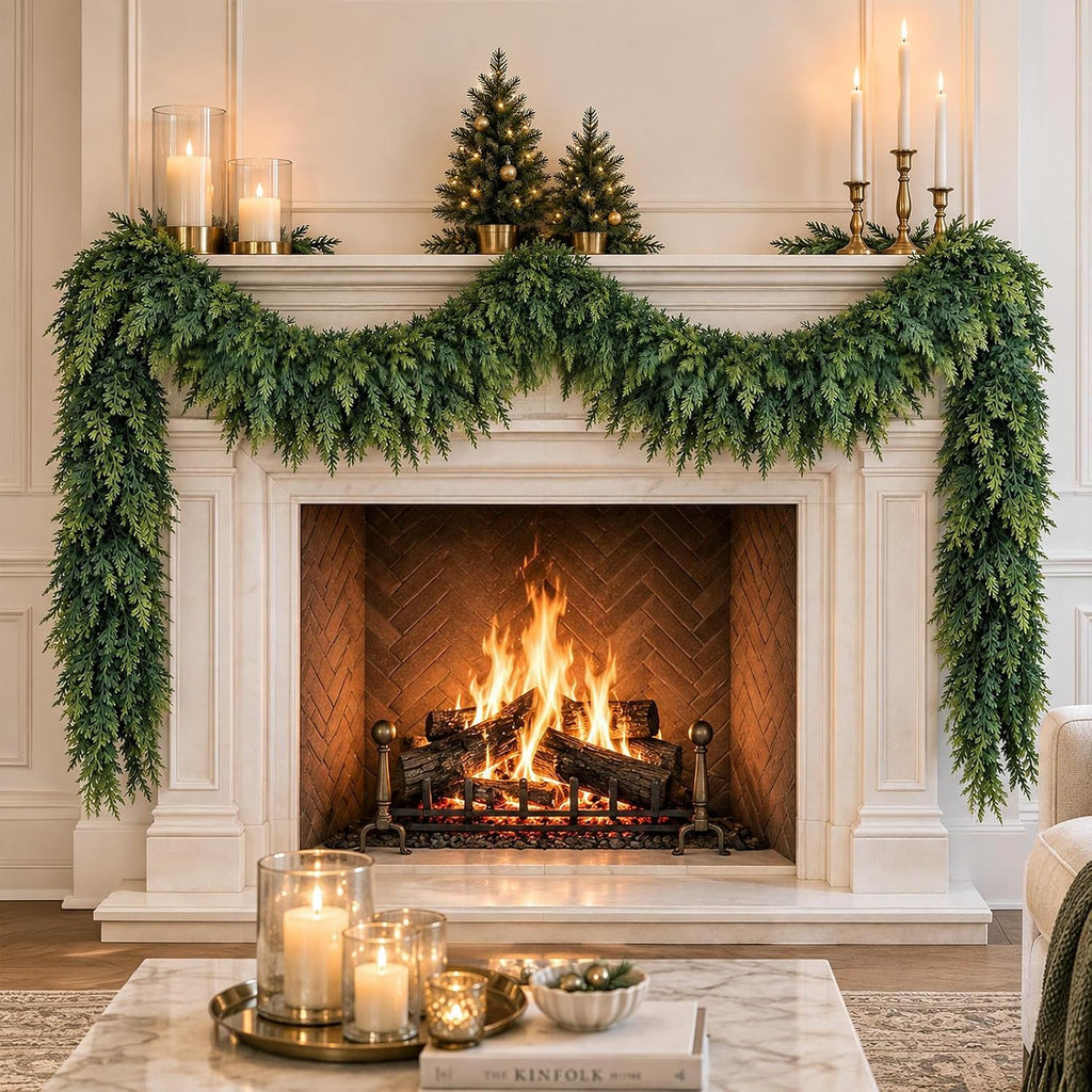 12ft christmas cedar garlands realistic, real touch winter, main product view