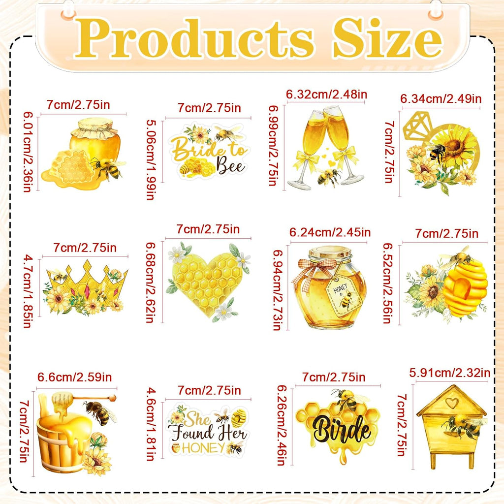 Wxiben She Found Her Honey Bridal Shower Decor, 24PCS Honey Bride to Bee Cupcake Toppers Party Decorations, Bee Bridal Shower Decoration for Engagement Wedding Bachelorette Supplies