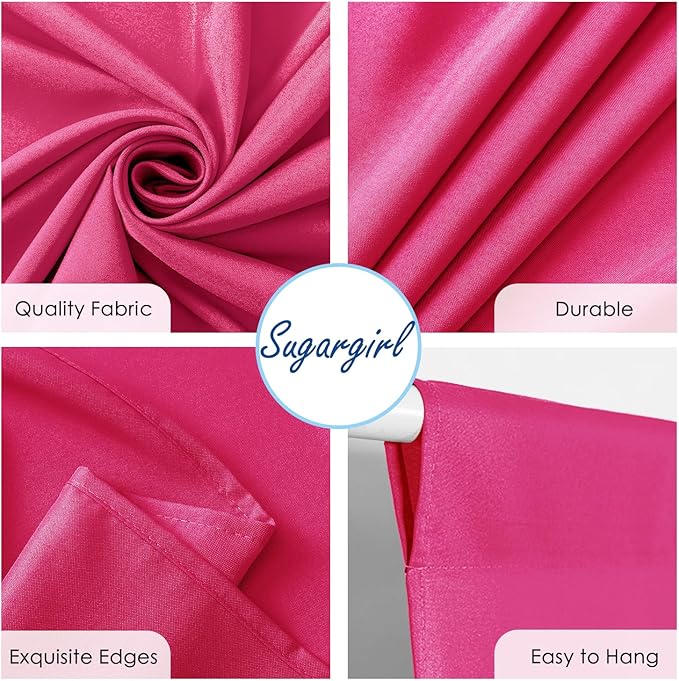 Sugargirl 10x10FT Fuschia Backdrop Curtains Polyester Photo Backdrop Drapes Curtains 2 Panels with Rod Pockets for Party Birthday Wedding Photography Home Decoration