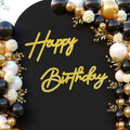 CANREVEL Happy Birthday Sign for Backdrop, Glitter Felt Gold Happy Birthday Banner, Golden Birthday Party Decorations for Girl Boy Women Men, Wall Decor Balloon Arch Photo Prop
