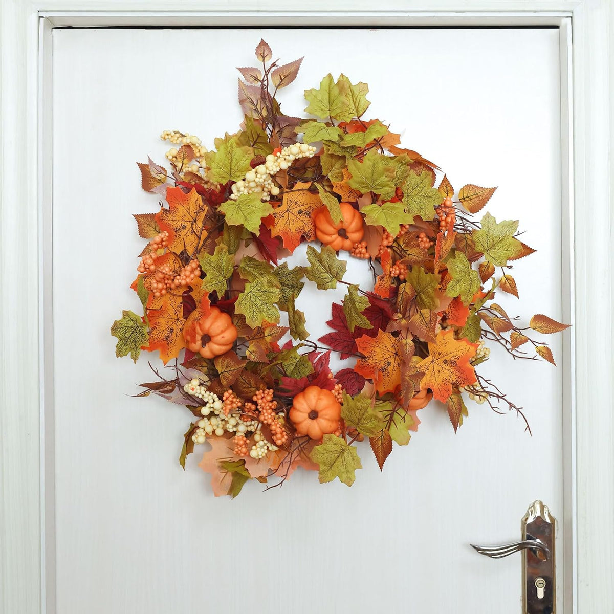 mizii fall decor artificial maples leaf pumpkin garland on a desk or shelf