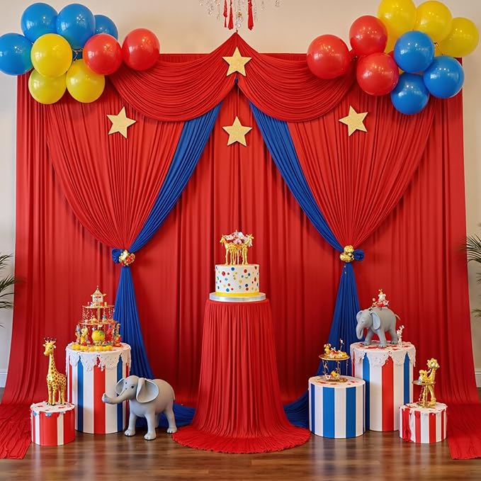 20ftx10ft Red Backdrop Curtains for Parties, Wrinkle Free 4 Panels 5x10ft Silky Polyester Photo Backdrop Drapes Back Drop Cloth for Wedding Birthday Photography Baby Shower Background Decor