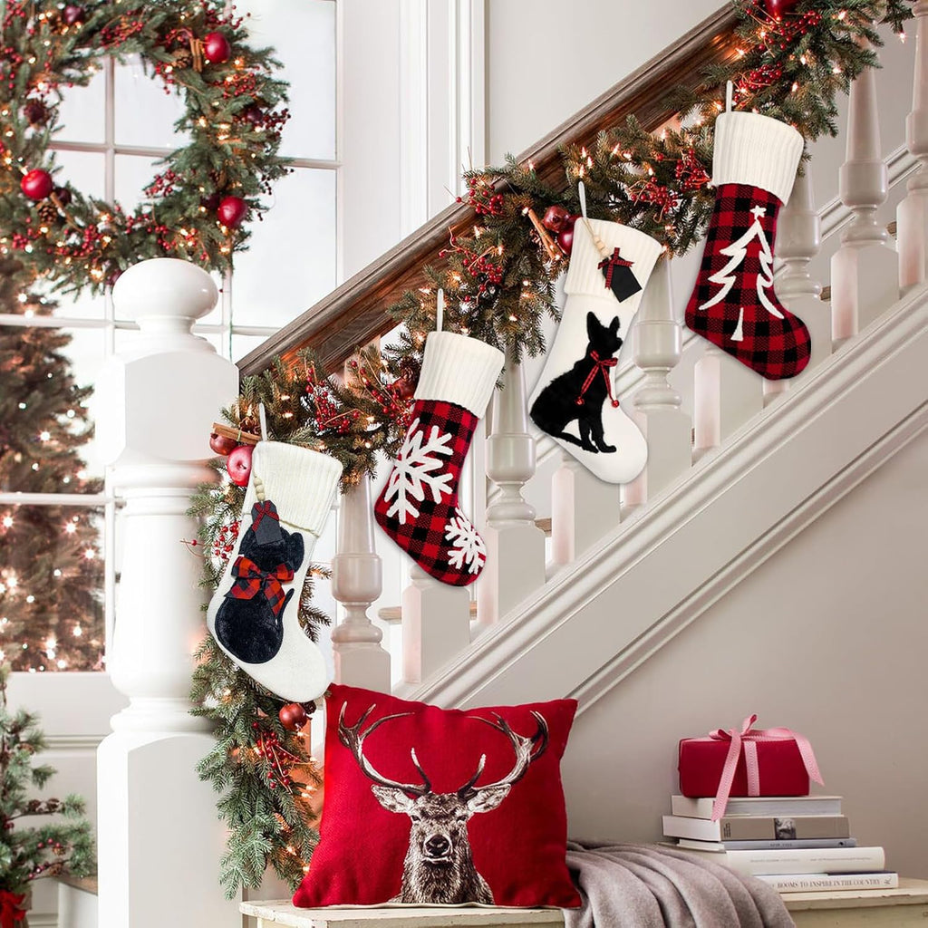 Dog Christmas Stockings,19" White Knit Christmas Stockings for Dog,(A-SD2501)
