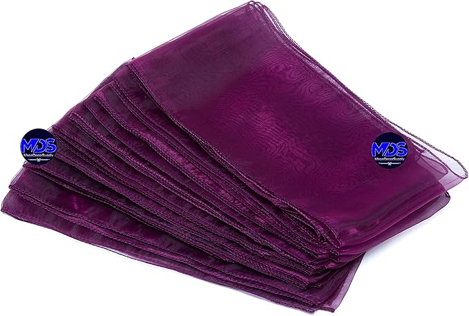 MDS Pack of 200 PCS Organza Chair Sashes Wider Dining Chair Bows Ribbon Tie Back for Wedding Party Birthday Bridal Shower Reception Event Banquet Home Chair Cover Decoration - Eggplant