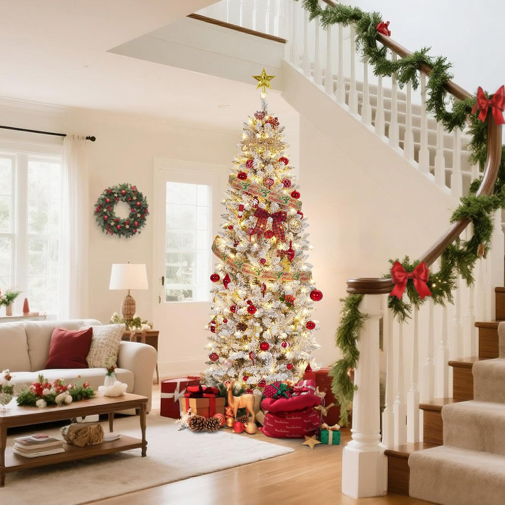 garvee 6 ft pencil christmas tree,artificial pre-lit christmas, close-up detail
