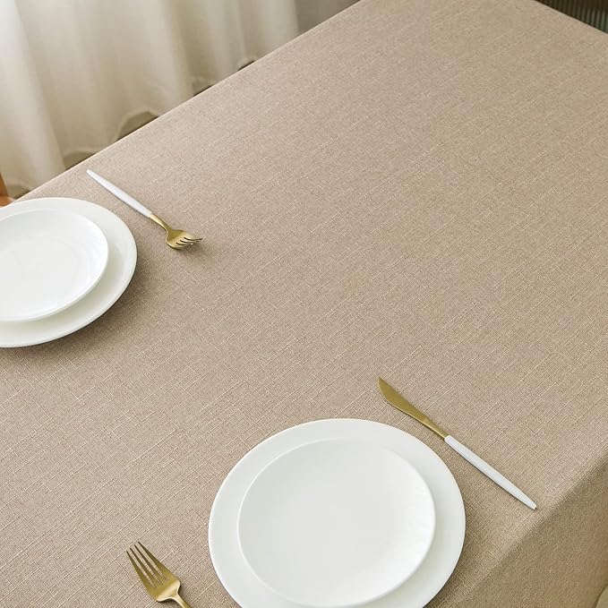 NLMUVW Linen Tablecloth Rectangle 90 Inch Burlap Rustic Textured Table Cloth Water Resistant Farmhouse Table Cover for Kitchen Dining Coffee, 54 x 90 Inch