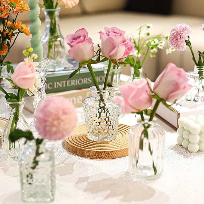 Arme Glass Bud Vase Set of 60 Pcs, Small Clear Glass Bud Vases in Bulk for Flowers, Rustic Wedding Centerpieces and Vintage Decorations, Perfect for Home, Table and Events with Elegant Design